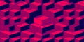 Abstract Isometric Pattern of Repeating 3d Cubes in Vibrant Pink and Deep Purple Neon Geometric Background Royalty Free Stock Photo