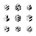 Abstract Isometric Structure Icons â Modular Geometric Forms Royalty Free Stock Photo