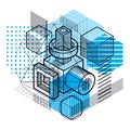 Abstract isometrics background, 3d vector layout. Composition of Royalty Free Stock Photo