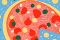 Abstract italian pizza colorful design. Simple graphic design background