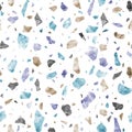 Abstract italian terrazzo style watercolor seamless pattern