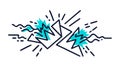 Abstract jagged lines creating a dynamic lightning or powerful explosion effect, vector design Generative AI Royalty Free Stock Photo