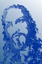 Abstract Jesus Christ side face in blue color tonal shaded background , vector illustration