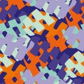 Abstract jigsaw puzzle vector seamless pattern. Colorful background with overlapping pieces. Textural painterly backdrop Royalty Free Stock Photo