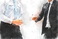 Abstract Join hands business concept watercolor painting