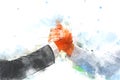 Abstract Join hands business concept watercolor painting