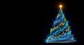 Conceptual 4K digital render of abstract financial data graphs glowing in neon, forming a successful rising Christmas tree traject Royalty Free Stock Photo