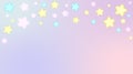 Abstract kawaii Cloudy Colorful Sky and Stars background. Soft gradient pastel Comic graphic. Concept for wedding card design or