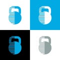 Abstract kettlebell icon design, fitness and gym logo template - Vector