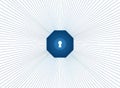 Keyhole Security Icon on Abstract Blue Data Rays Background for Digital Protection Royalty Free Stock Photo