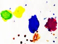 Abstract kids painting on a white background Colorful spots.