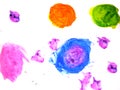 Abstract kids painting on a white paper Colorful spots.