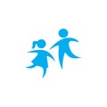 abstract kids playing logo icon