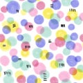 Abstract kids seamless pattern. Colorful watercolor dots repeating background. Hand drawn spots. Yellow, pink, blue Royalty Free Stock Photo