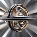 Abstract kinetic sculpture, rotating metal elements, dynamic motion, 3D render4