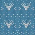 Abstract knitted deer seamless pattern background. Knit texture for design new year card, christmas invitation, holiday wrapping