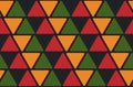 Abstract Kwanzaa, Black History Month, Juneteenth seamless pattern with triangles in traditional African colors - black