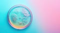 Abstract laboratory concept with Petri dishes containing glowing bacterial colonies with a pastel iridescent effect Royalty Free Stock Photo