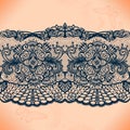 Abstract lace ribbon seamless pattern with elements flowers. Royalty Free Stock Photo