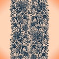 Abstract lace ribbon seamless pattern with elements flowers.