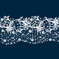 Abstract lace ribbon seamless pattern with elements flowers.