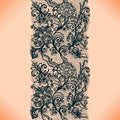 Abstract lace ribbon vertical seamless pattern.