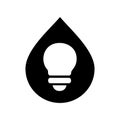 Abstract lamp icon design, water drop and light bulb logo template - Vector Royalty Free Stock Photo