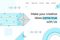 Abstract landing page. Minimal geometry memphis background, trendy business website app. Development programming landing