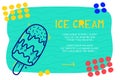 Abstract landing page pattern with different element, text block and doodle ice cream icon. Vector fun background Royalty Free Stock Photo