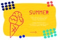 Abstract landing page pattern with different element, text block and doodle ice cream icon. Vector fun background Royalty Free Stock Photo