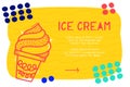 Abstract landing page pattern with different element, text block and doodle ice cream icon. Vector fun background Royalty Free Stock Photo