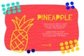 Abstract landing page pattern with different element, text block and doodle pineapple icon. Vector fun background Royalty Free Stock Photo