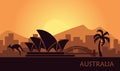 Abstract landscape of Australia at sunset. Vector illustration