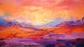 Abstract Landscape: Blue Sky And Sunset In Orange And Magenta