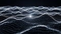Abstract landscape of glowing white particles forming a wavy surface technology data Royalty Free Stock Photo