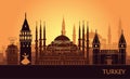 Abstract landscape of Istanbul with the main sights