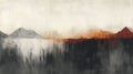 Abstract landscape with mountains and a gradient of warm and cool tones Royalty Free Stock Photo