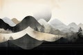Abstract landscape with mountains and sun. Digital collage. Generative AI Royalty Free Stock Photo
