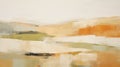 Abstract Landscape Painting: Large Mountains In Orange And Green