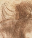 Abstract landscape type, spray watercolor and sepia pencil. Imitation of old parchment. Old paper. For background Royalty Free Stock Photo