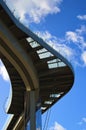 Abstract landscape view of New Pedestrian Bridge (also called Klitschko Bridge). Bridge with glass floor