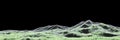 Abstract landscape with wireframe mountains and green vegetation against a black background Royalty Free Stock Photo