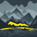 Abstract Landscape in Yellow and Grey - Created with Generative AI