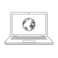 Abstract laptop icon with globe on screen Royalty Free Stock Photo