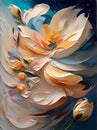 Abstract large beautiful flower. Impressionism style oil painting