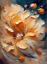 Abstract large beautiful flower. Impressionism style oil painting