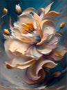 Abstract large beautiful flower. Impressionism style oil painting