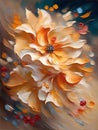 Abstract large beautiful flower. Impressionism style oil painting