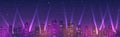 Abstract large glowing city with burning lamps, skyscrapers and floodlights at night Royalty Free Stock Photo