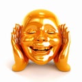 Abstract laughing head with hands pressed to ears